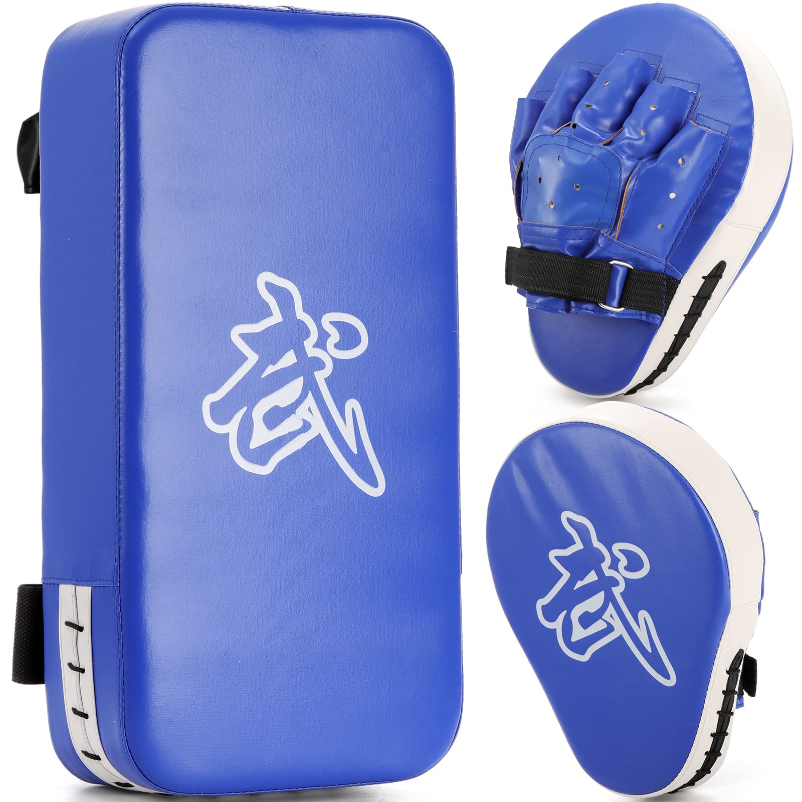 Photo 1 of WUWEOT Boxing Focus Pads and Taekwondo Pad, 15.5 x 8 Blue, 2-in-1 Punching Mitts Kick Pack Set, Martial Arts MMA Kicking Shield Training for Men Women Gym