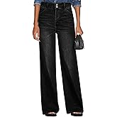 SIDEFEEL Womens Wide Leg Jeans High Waisted Stretchy Straight Leg Tummy Control Denim Pants