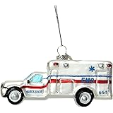 Ambulance Blown Glass Ornament for Christmas Tree