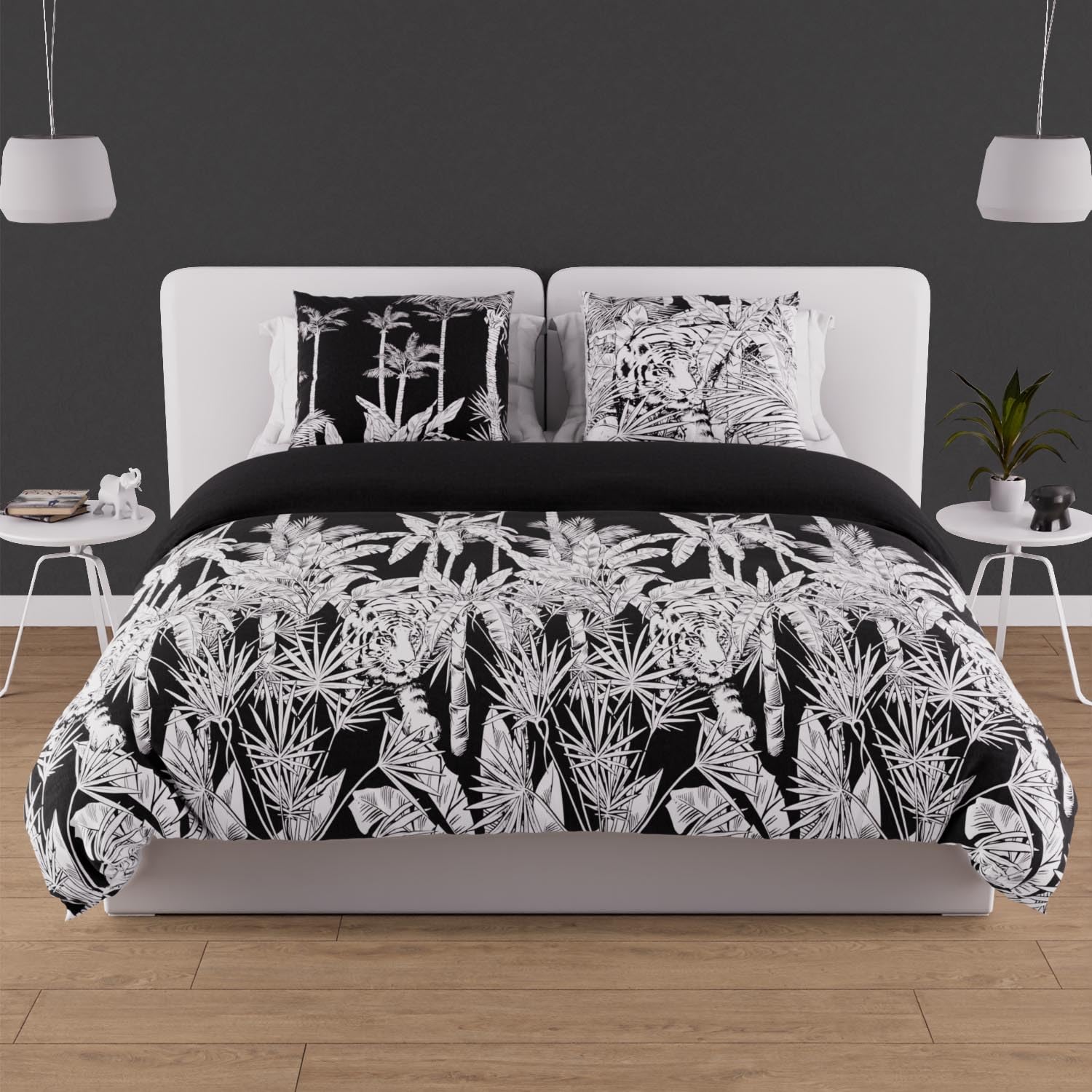 Soleil d'ocre, 57-thread cotton duvet cover set, 240 x 220 cm, black tiger