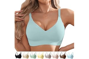 Wireless Jelly Bras for Women Super Firming Jelly Bra, Deep V Neck Comfortable Wireless Seamless Everyday Bralettes