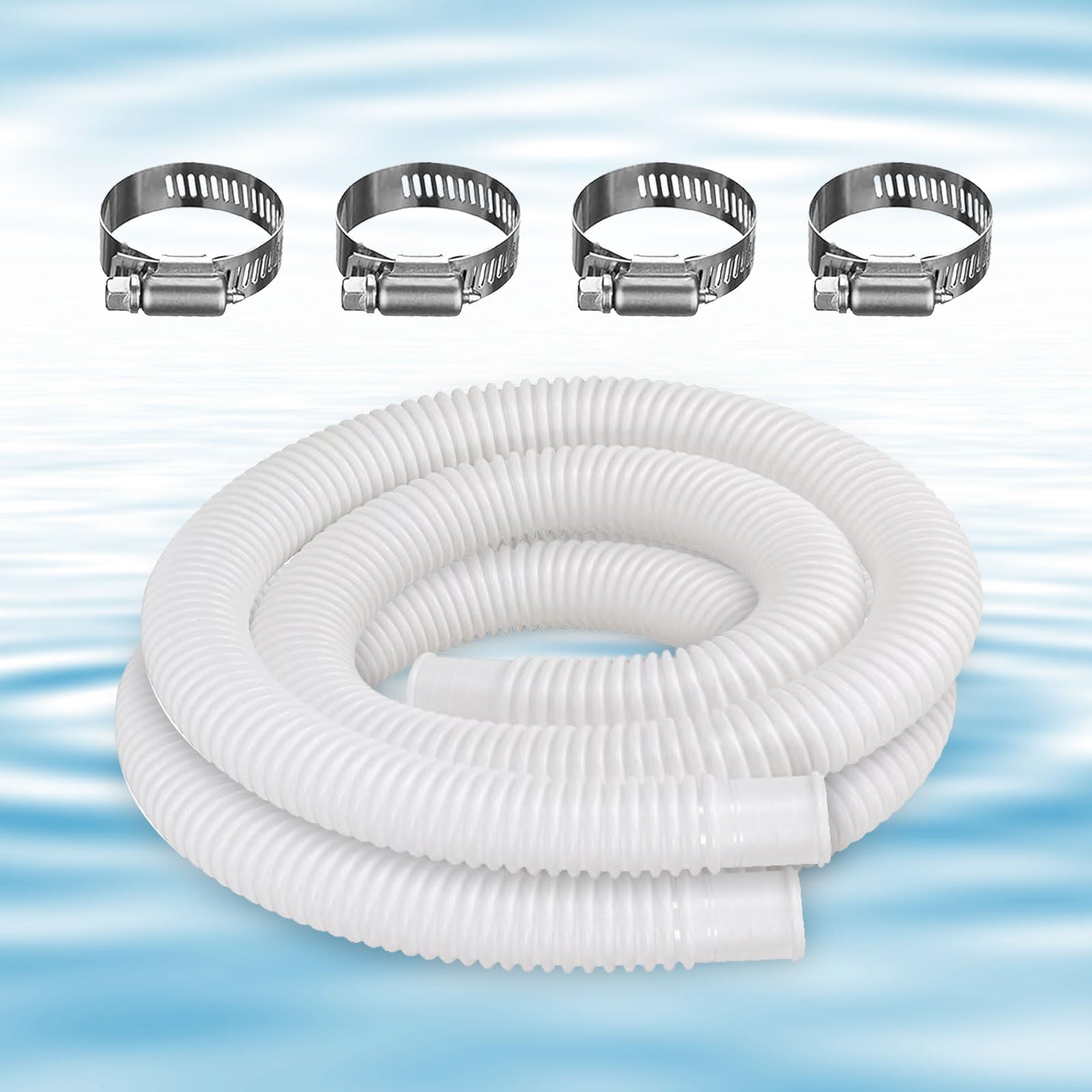 Photo 1 of 1-1/4-Inch Replacement Pool Hoses for Intex Coleman Bestways Above Ground Pools,1.25" Diameter Pool Hose Compatible with Intex Pump Models #607/#637 (White- 2 Pack)
