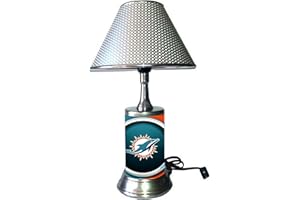 HBGP Table Lamp with Shade, Team Logo Plate Rolled into The lamp Body, Miami (D) lamp
