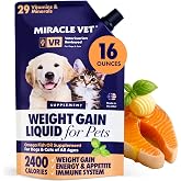 Miracle Vet High-Calorie Weight Gainer for Dogs &amp; Cats - Multivitamin Nutritional Supplement Gel, Omega Fish Oil, Calcium - Puppy, Senior, Prenatal Cat &amp; Dog Vitamins, Supplements for Weight Gain