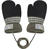 Baby Mittens Warm Mitts Infant Full Finger Gloves Magic Snow Mittens on String