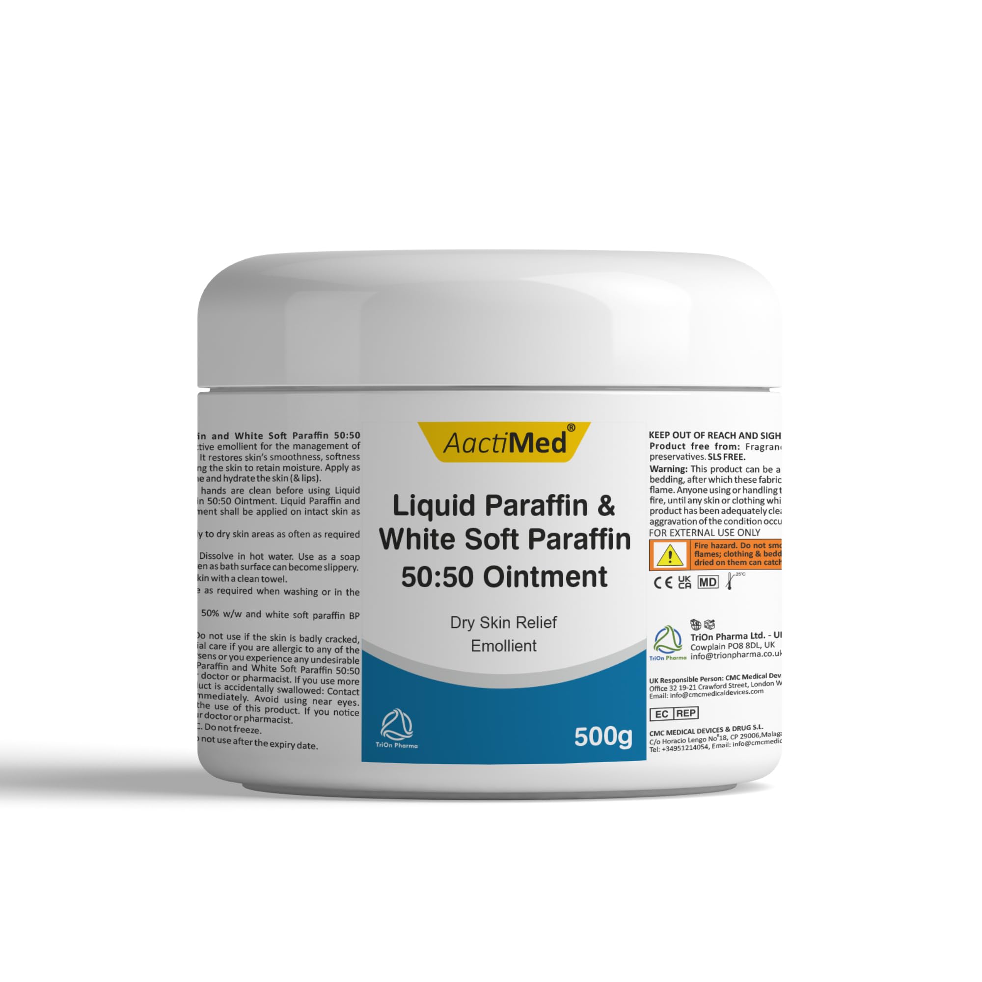 AactiMed Paraffin Ointment with Liquid Paraffin & White Soft Paraffin 50:50 - Dry Skin Relief Emollient 500g