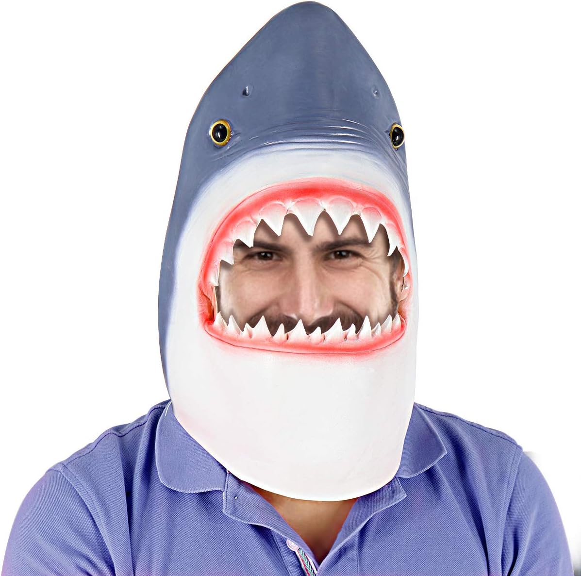 LETIN Deluxe Novelty Halloween Mask Costume Party Latex 3D Animal Shark Head Mask