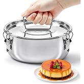 Cheardia 65 oz Flan Mold, Stainless Steel Baking Pan for Baking Oven | Stackable Silver Flanera Maker Mold with Cake Spatula for 3/6/8 Qt pot