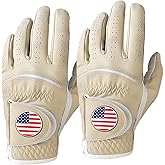 FINGER TEN Golf Gloves Men Colorful 2 Pack for Left Right Handed Golfer, Comfortable Gloves with Ball Marker for Serious Performance, Fit Size Small Medium ML Large XL