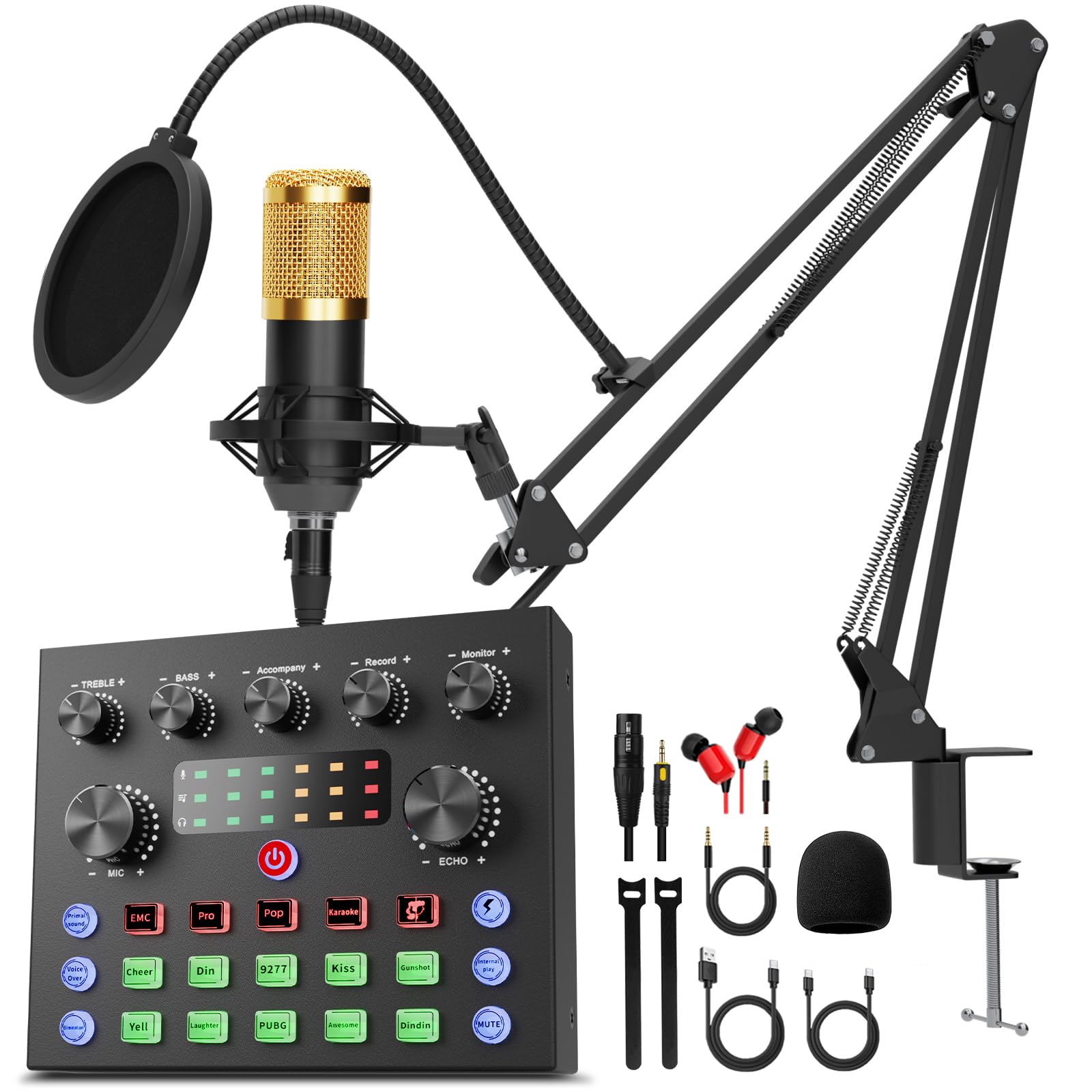 Podcast Equipment Bundle, Audio Interface DJ Mixer