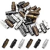 Moicstiy 30 Pcs Cord End Caps Bracelet Clasps - 5mm Jewelry End Tips for Leather, Silk, Paracord Bead Caps, Cord Terminators & Kumihimo Finishers (Black, Bronze, Silver)