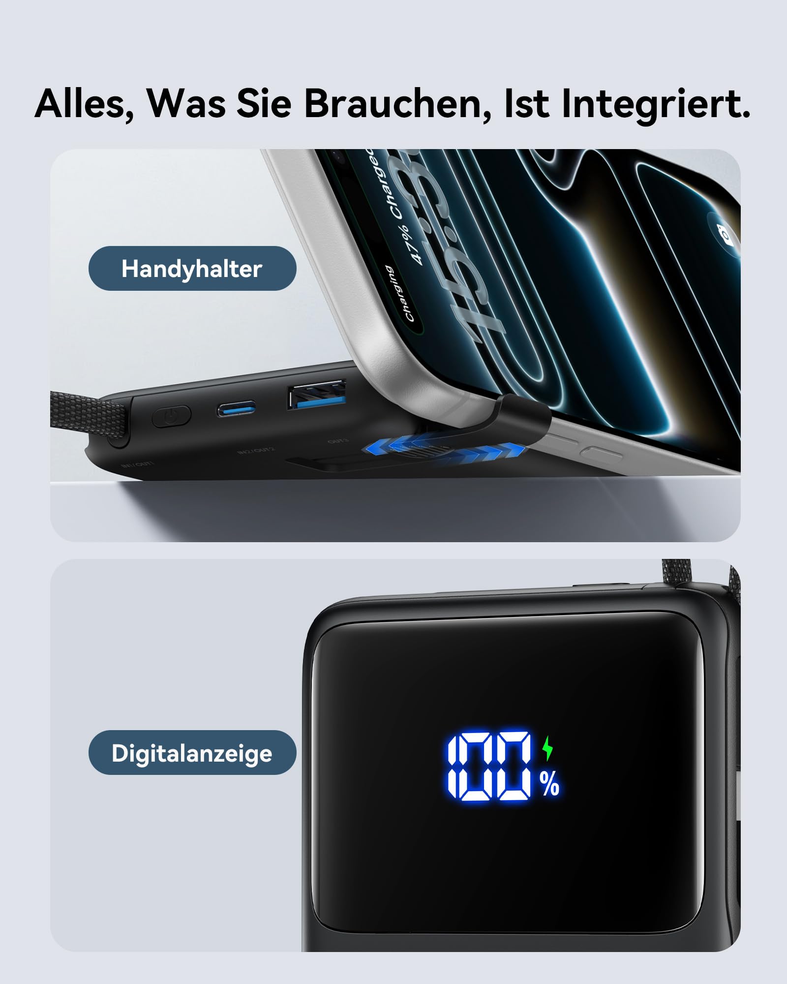 INIU Power Bank, 10000mAh Ultra-dünn 45W Schnellladen Powerbank mit USB C Kabel, Klein und Stark Externe Handyakkus, Flugtauglich, Camping Zubehör für iPhone 17-12, Samsung S25, Xiaomi, iPad etc. 6