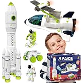 COOLDUCK Space Shuttle Rocket Ship Toy Set, Astronaut Spaceship for Kids | Spacecraft Airplane Toys, Lights &amp; Sound, Rover &amp; Satellite, Astronaut Figures, Gift for Boys 3-6-8