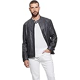 GUESS Mens Fitted Faux Leather Jacket