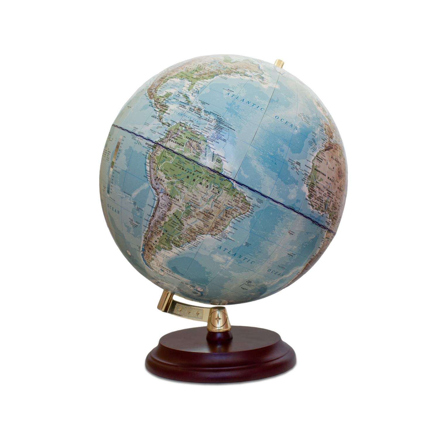 Magellan Vasa Globe with Political Map Image or Hand-Laminated, Freestanding without Meridian, Diameter 32 cm, Globe with Red-Brown Wooden Base, Scale 1:40,000,000, Hand-Laminated 32 cm