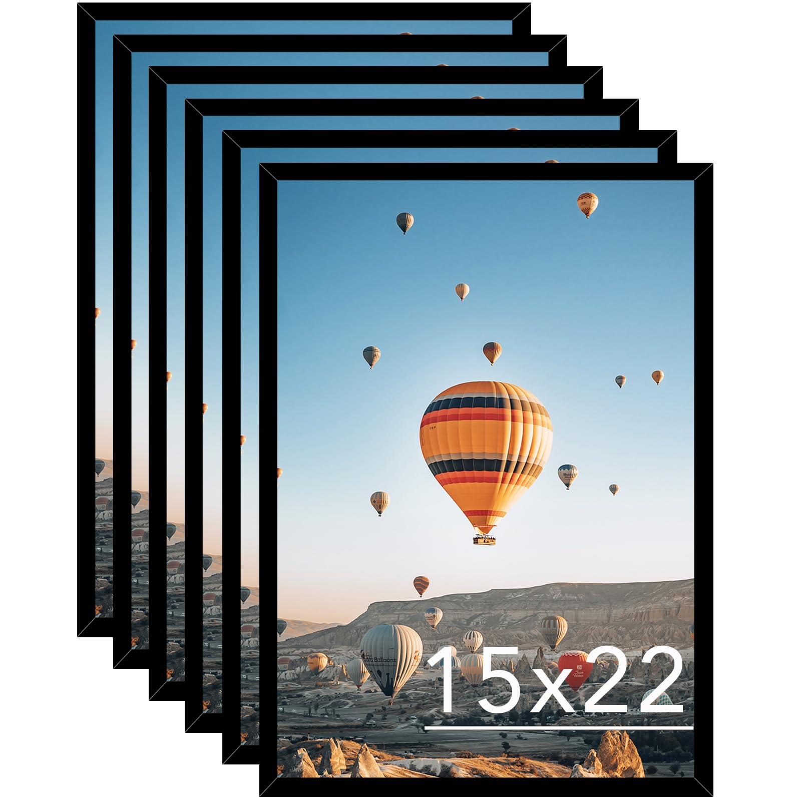 JCJMY 15x22 Picture Frame Set of 6 Black for Wall
