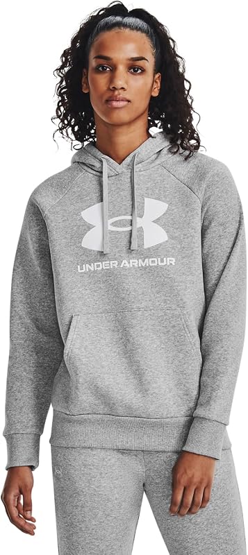 Damen UA Rival Fleece Big Logo Hoodie, weicher und warmer Kapuzenpullover, leichter Damen Hoodie mit Kängurutasche vorne