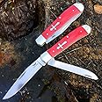 Watchman W131 Two-Blade Large Trapper Slip Joint Knife Folding Pocket Knife with Authentic bone handle scales