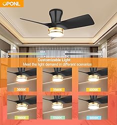 OPONL 30" Black low profile Ceiling Fan with