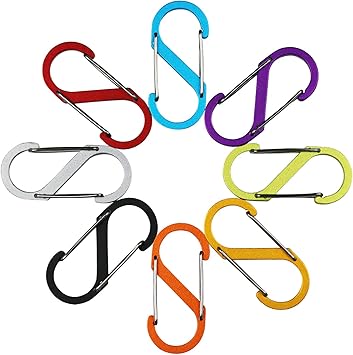 Amazon カラビナ フック 8字 S字型 小 アルミ合金 ダブルゲート サイズ キーホルダー 鍵 超軽量 多機能 色も多い 登山 キャンプ ハイキング クライミング用カラビナ クイックドロー