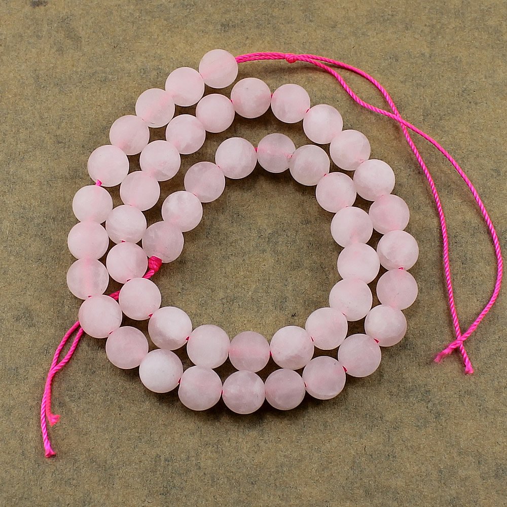 G822 Matte Pink Quartz/Quartz Gemstone Beads 4 mm Ball Frosted Stone Frosted Pearl with Hole for Threading Pearl Necklace Jewellery Beads Gem