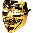 Miuion Guy Fawkes Mask -V for Vendetta， Anonymous Cosplay Party Mask for Halloween（Golden）