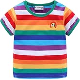 Mud Kingdom Boys Girls T-Shirts Rainbow Stripe Cotton Unisex Top