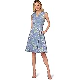 Adrianna Papell Womens Notch Jacquard Midi Dress