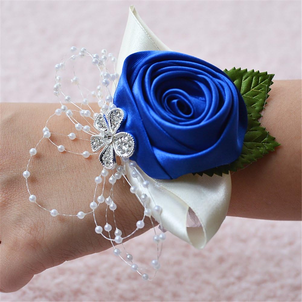 Corsage and Boutonniere Set Royal Blue Silk Flowers