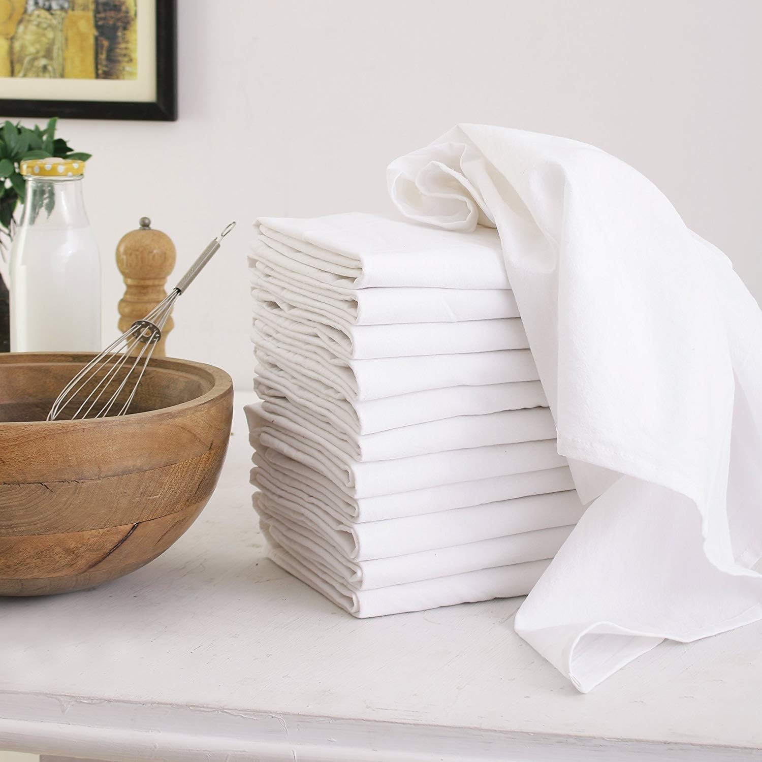 DG Collections Flour Sack Dish Towels, 100% Cotton, Set of 12 (27x27 Inches), Multi-Purpose Vintage Kitchen Towels, Very Soft,Highly Absorbent, Lint Free, Pre-Washed Tea Towels for Embroidery & Print: Home & Kitchen