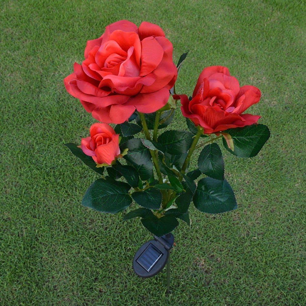 Best Solar Garden Flower Lights Red Rose Glass