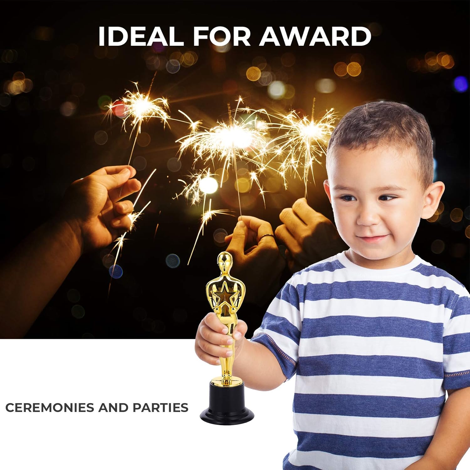 PlayO 6" Gold Award Trophy Statue - 12 Pack - 12 Trophies for Ceremonies or Parties - Winner Prizes : Sports & Outdoors