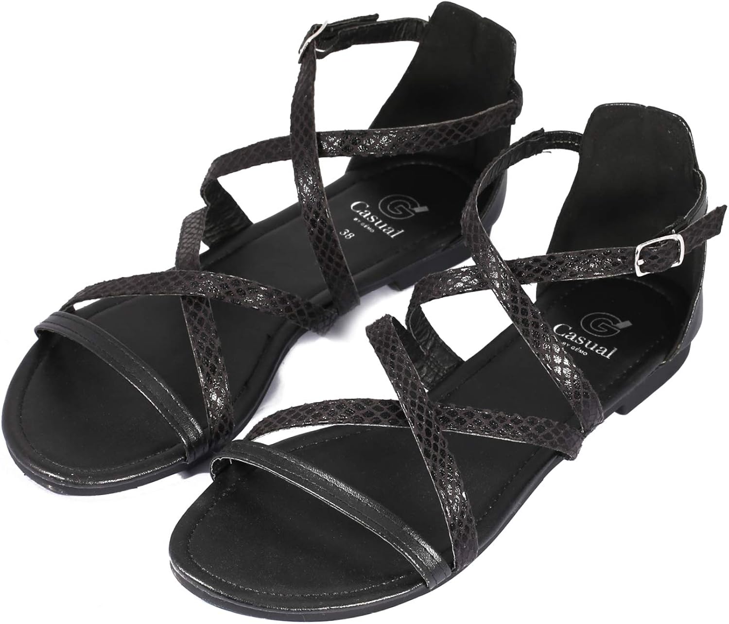 simple black sandals flat