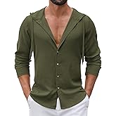 COOFANDY Mens Casual Button Down Shirt Summer Beach Shirts Lightweight Hoodie Sun Protection Coverup for Travel Vacation