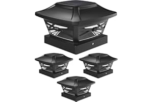 Davinci Lighting Renaissance Solar Outdoor Post Cap Lights - Includes Bases for 4x4 5x5 6x6 Posts - Bright LED Light - Slate Black (4 Pack)