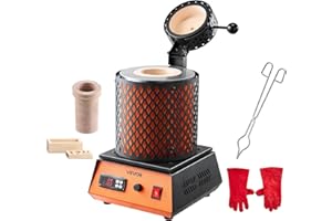 VEVOR Four de fusion électrique de 1 500 W, machine de fusion de métal électrique de 1 1500 ℃ avec creuset en céramique de 5 