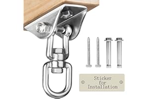 Aisto Swing Hanger Swivel Hook for Swing Sets Porch Wood Concrete Ceiling Silent 304 Stainless Steel 1000 Lb Capacity Heavy Duty for Yoga Playground