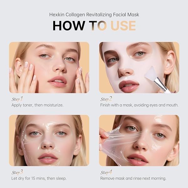 HEXKIN COLLAGEN PEEL OFF FACIAL MASK WRAPPING PEEL OFF FACE MASK ELASTICITY HYDRATION CARE, REDUCES SAGGING DULLNESS FOR GLOWING SKIN KOREAN SKIN CARE, 2.82OZ.