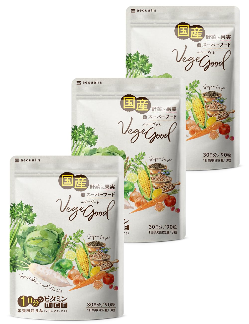【3袋セット】ベジーグッド 国産野菜サプリ 24種類の野菜 スーパーフード マルチビタミン 野菜不足 の商品画像