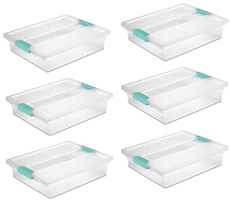 Sterilite 19638606 Large Clip Box Clear With Blue Aquarium