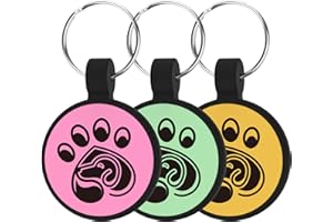 WhoseID QR Code Dog ID Tag, Scannable QR Code Smart Pet Tag, Scan QR Receive Real Time GPS Location Alert, Modifiable Pet Online Profile, No Subscription or Fees (Rose & Green & Orange, Round)