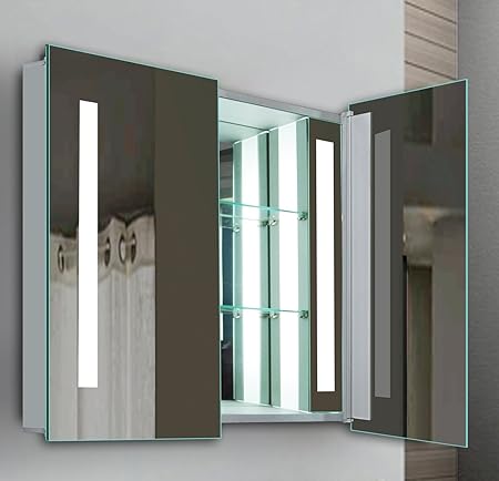 Amazon Com Innoci Usa Zeus Led Double Door Wall Mount Mirrored