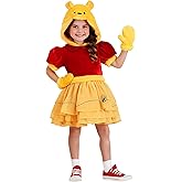 Disney Winnie the Pooh Toddler Costume Dress for Girls | Classic Yellow and Red Outfit with Character Details