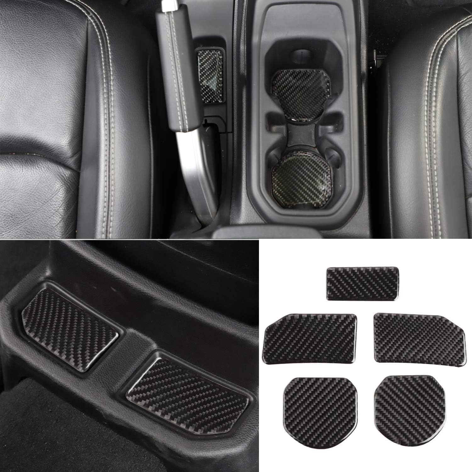YOCTM Fits Jeep JL Interior Accessories Carbon Fiber Front Rear Water Cup Water Cup Holder Mats Coaster Inserts For 2018 2019 Jeep Wrangler JL