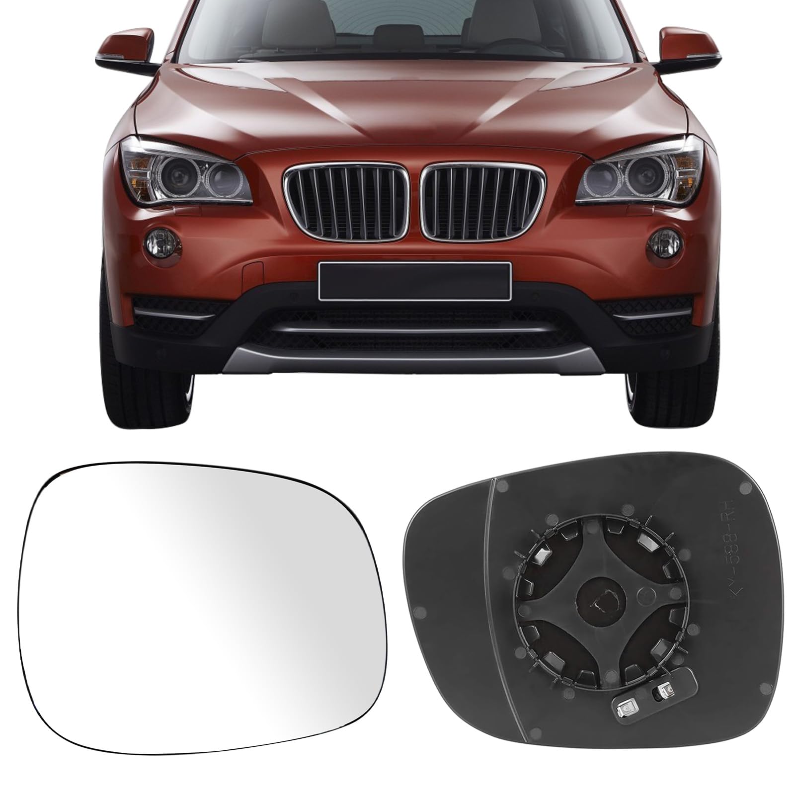 Photo 1 of Passenger Side Mirror Replacement Glass for BMW X3 2011-2014,Backing Plate Power Heated Right Side View Car Rearview Mirror Glass for BMW X3 2011 2012 2013 2014