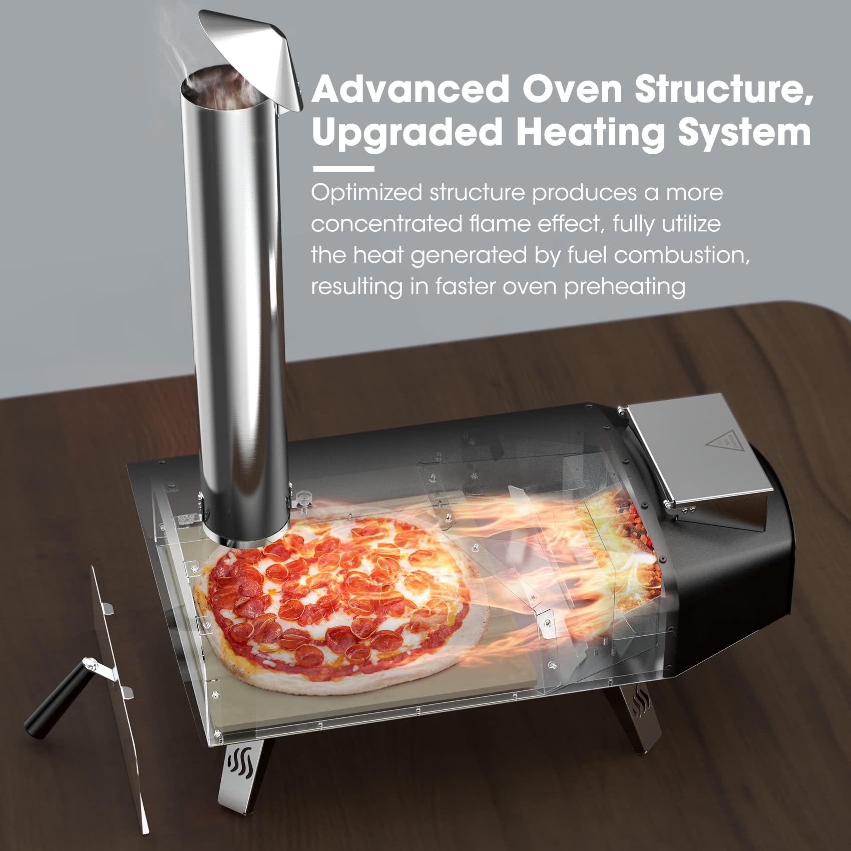 Mimiuo Portable Wood Pellet Pizza Oven with 13" Pizza Stone & Foldable