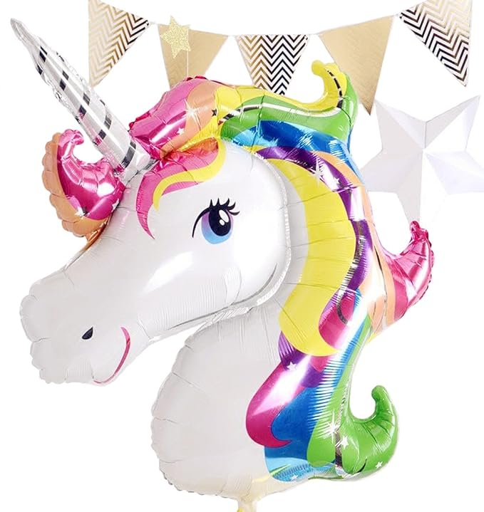 Glanzzeit 85 x 75 cm Großer Regenbogen Einhorn Luftballon Geburtstagsfeier Kinderparty Deko Folienballon
