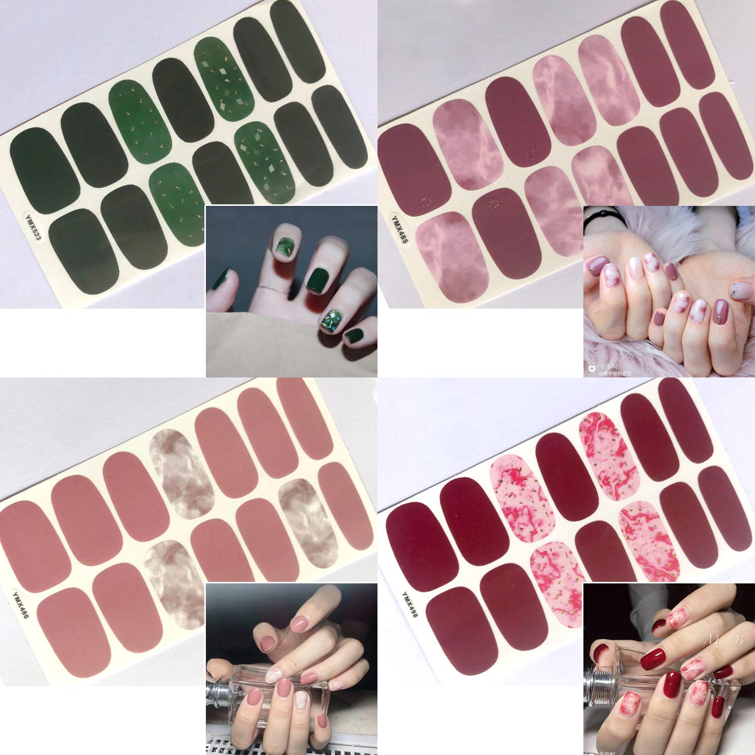 WOKOTO 20 Sheets Full Nail Wraps Nail Polish Stickers Strips Set with 1Pc Nail File Gradient Adhesive Nail Decals Design Manicure Tips Color Strips - Image 9