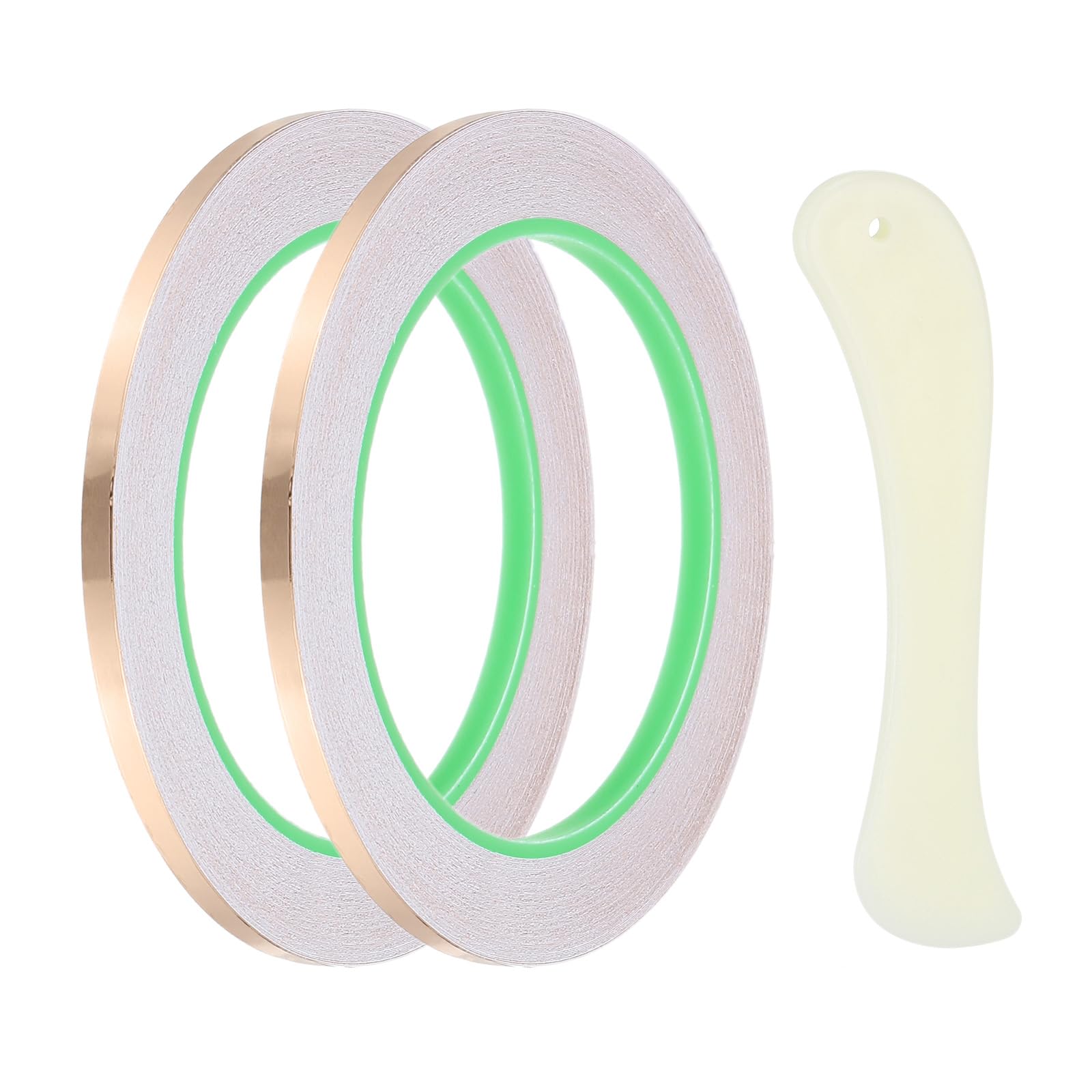 PATIKIL 22 Yard 1/5 Inch Copper Foil Tape,2 Roll Copper Tape with Conductive Stained Glass Foil Tool with Scraper for Stained Tools DIY Crafting