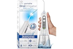 Water Flosser for Teeth Cordless Pick, 4 Modes, Upgraded Model: Gentle on Gums, Removes Plaque & Food Particles, B. WEISS High-Power, Rechargeable & Waterproof Oral Irrigator; 6 Replacement Tips